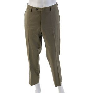 Vigano Mens Ankle Cropped Dress Pants Brown Wool Button Size 38
